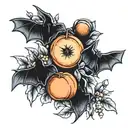 bats and peaches tattoo design idea