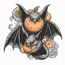 bats and peaches tattoo design idea