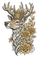 stag wearing crown tattoo design idea