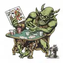 night goblin playing poker tattoo design idea