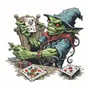 night goblin playing poker tattoo design idea