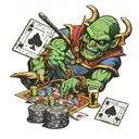night goblin playing poker tattoo design idea