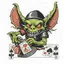night goblin playing poker tattoo design idea