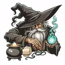 wizard casting a spell tattoo design idea
