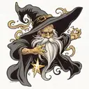 wizard casting a spell tattoo design idea