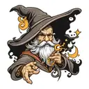 wizard casting a spell tattoo design idea