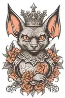 bat wearing crown tattoo design idea