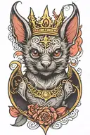 bat wearing crown tattoo design idea