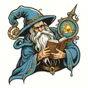 wizard with tome  tattoo design idea