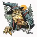 wizard with tome  tattoo design idea