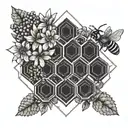flowers and beehive tattoo design idea