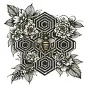 flowers and beehive tattoo design idea