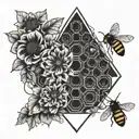 flowers and beehive tattoo design idea
