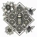flowers and beehive tattoo design idea