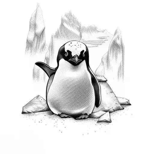 Penguin ice antarctica color tattoo design idea