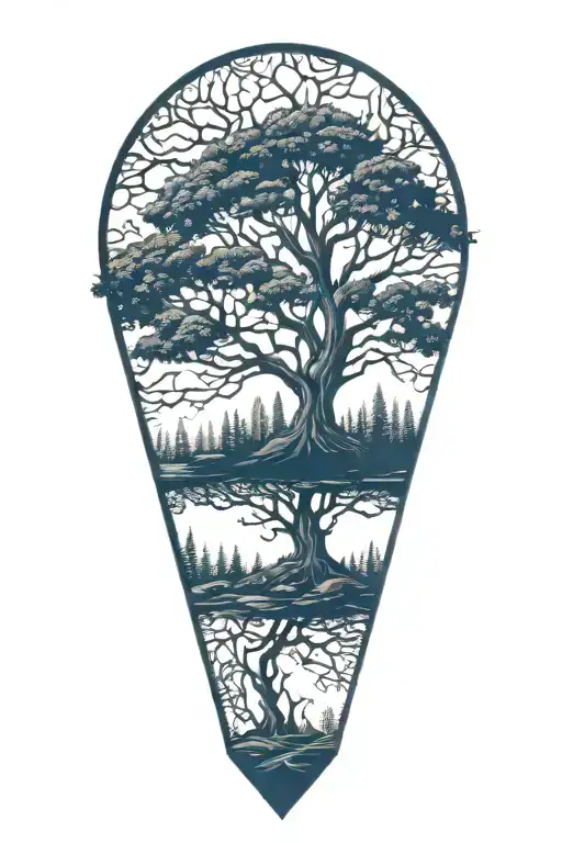 tree of life, forest, furniture in West Virginia tattoo design idea