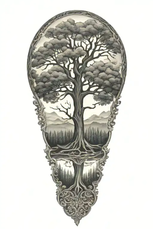 tree of life, forest, furniture in West Virginia tattoo design idea