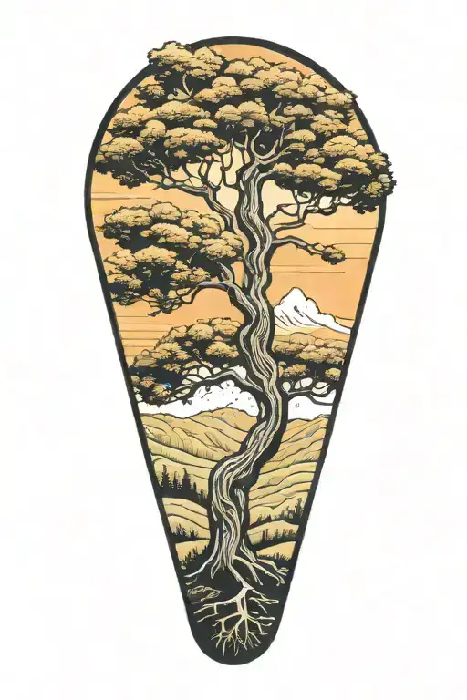 tree of life, Appalachin mountains, West Virginia state outline tattoo design idea
