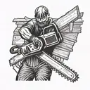 sawmill worker holding a chainsaw cutting tattoo design idea