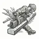 sawmill worker holding a chainsaw cutting tattoo design idea
