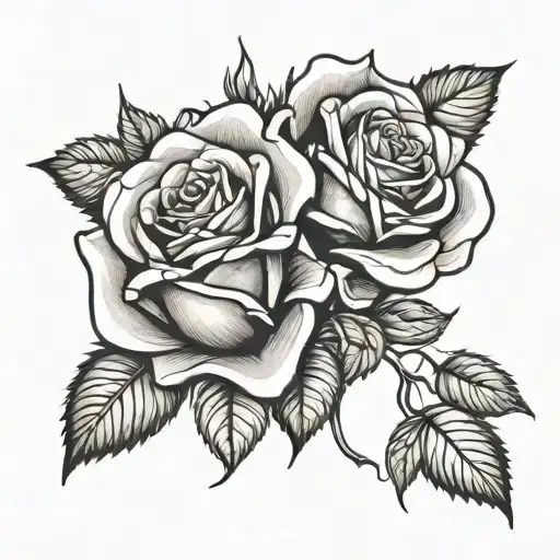 roses with 1981 year tattoo design idea