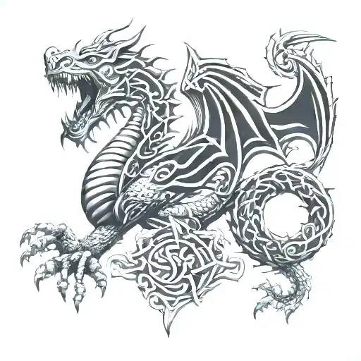 Celtic medieval dragon tattoo tattoo design idea