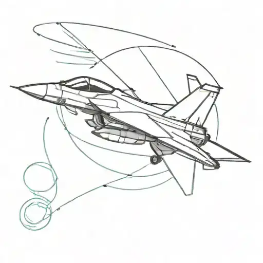 fighter jet paper tripod tattoo design idea