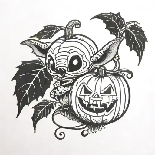 stitch and a pumpkin tattoo design idea