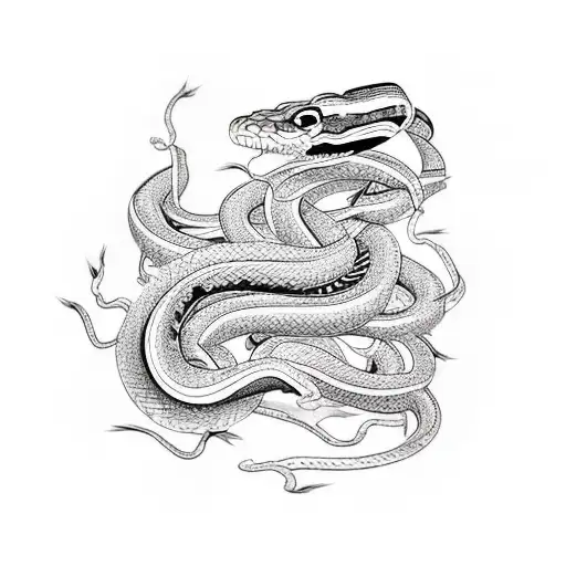 Snake red black white tattoo design idea