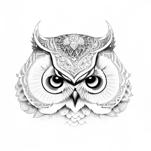 persian Japanese owl symbolism daughter and son thigh  tattoo design idea