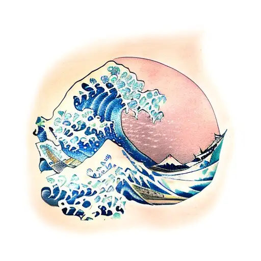 wave of kanagawa tattoo design idea