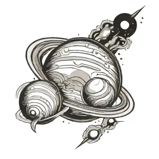 Saturn and Venus planet tattoo design idea