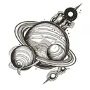 Saturn and Venus planet tattoo design idea