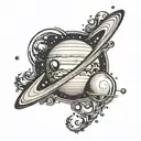Saturn and Venus planet tattoo design idea