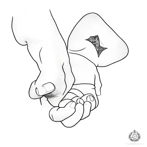 a baby's hand holding a parent's hand tattoo design idea