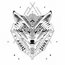 wolf with aztec influence tattoo design idea