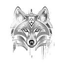 wolf with aztec influence tattoo design idea