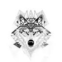 wolf running with aztec influence tattoo design idea