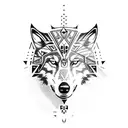 wolf running with aztec influence tattoo design idea
