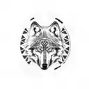 wolf running with aztec influence tattoo design idea