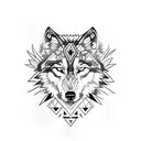 wolf body with aztec influence tattoo design idea