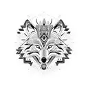 wolf body with aztec influence tattoo design idea