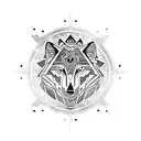 wolf body with aztec influence tattoo design idea