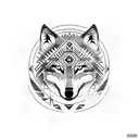 wolf body with aztec influence tattoo design idea