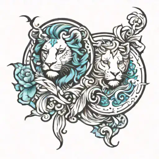 Leo Aquarius pisces zodiac sign tattoo design idea