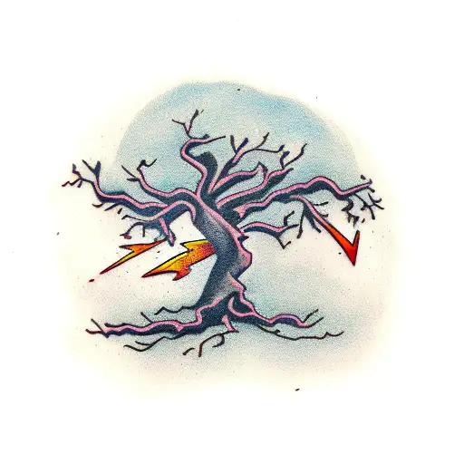 tree struck by lightning tattoo design idea