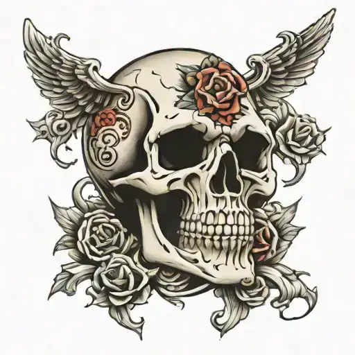 skull harley-davidson tattoo design idea