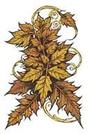 fern leaf autumn leaves storm clouds lightning storm sun rays tattoo design idea