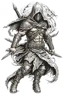 hooded warrior tattoo design idea