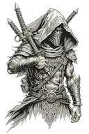 hooded warrior tattoo design idea
